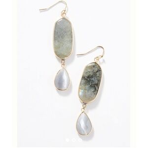 Anthropologie • NWT • Miri Double Drop Earrings • Gray Stone
